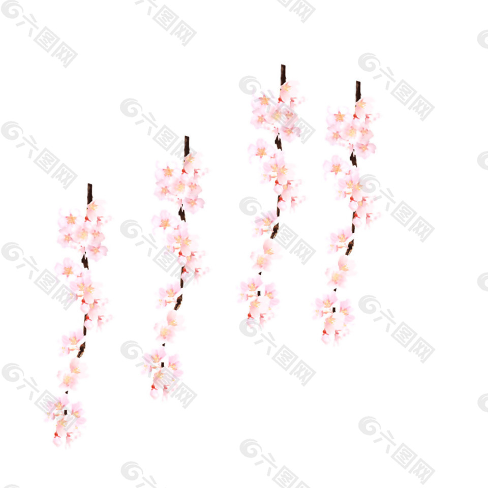 清新简约淡粉色花瓣樱花装饰元素