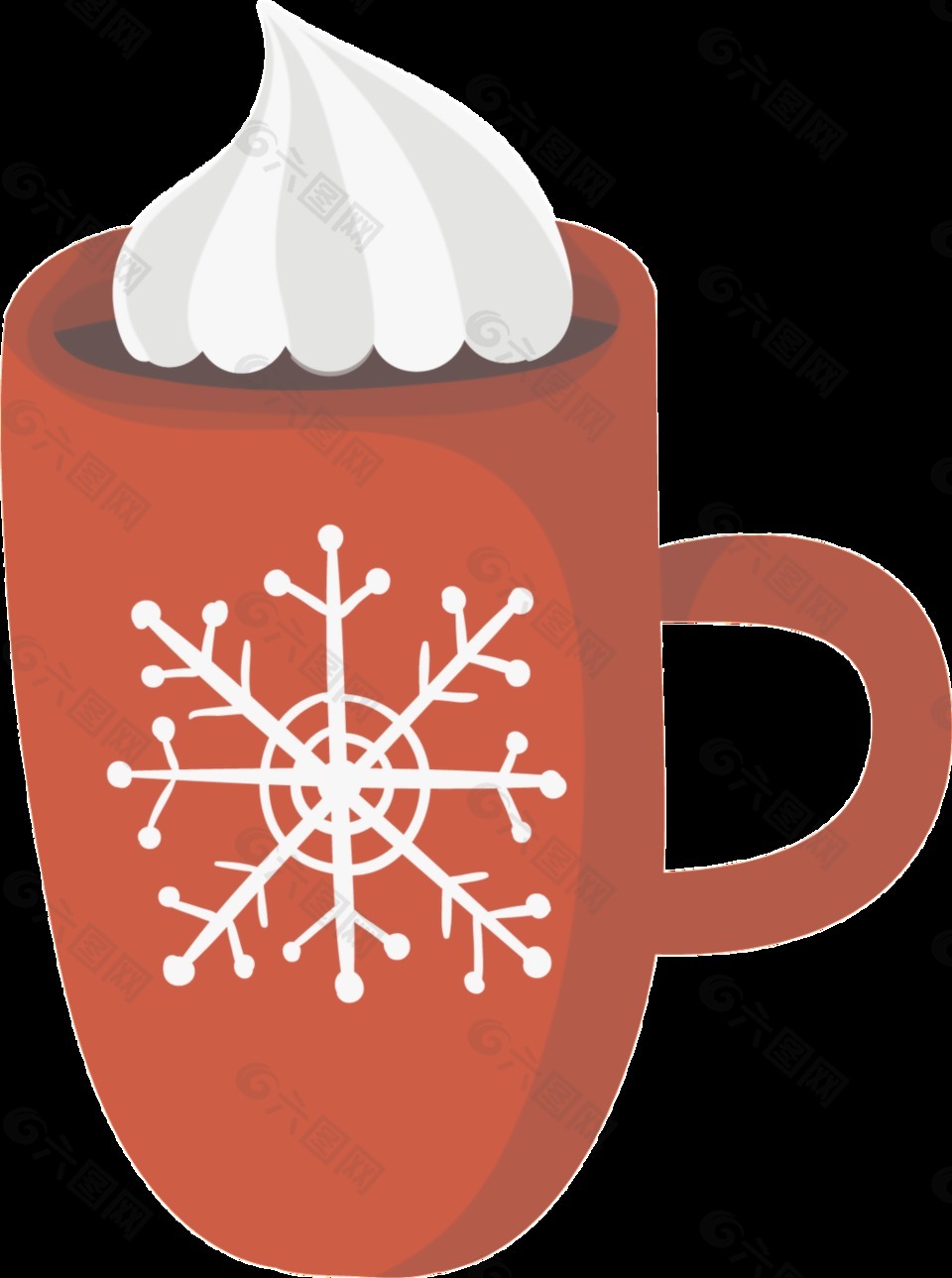 雪山咖啡透明卡通冬天免扣素材