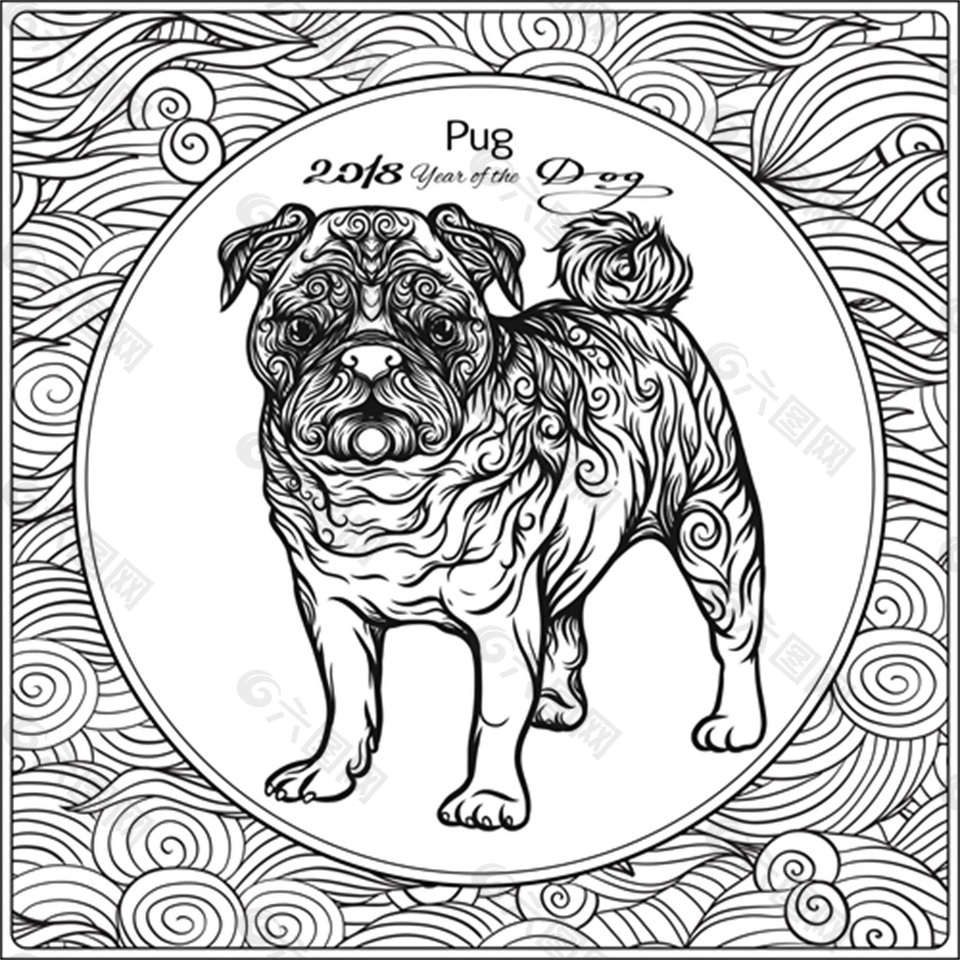 丑丑哈巴狗矢量素材