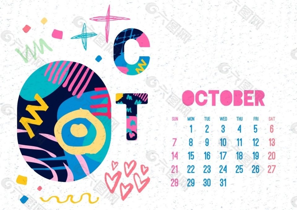 十月18年日历设计矢量素材平面广告素材免费下载 图片编号 六图网