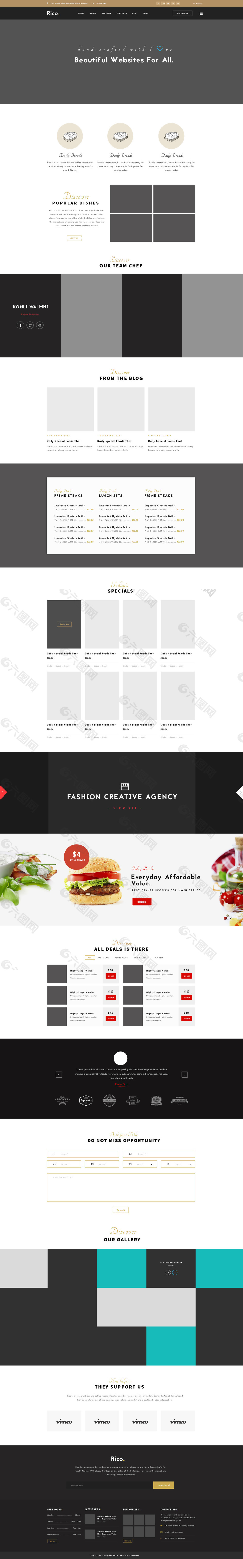 外卖餐厅在线食品订购网站psd模板