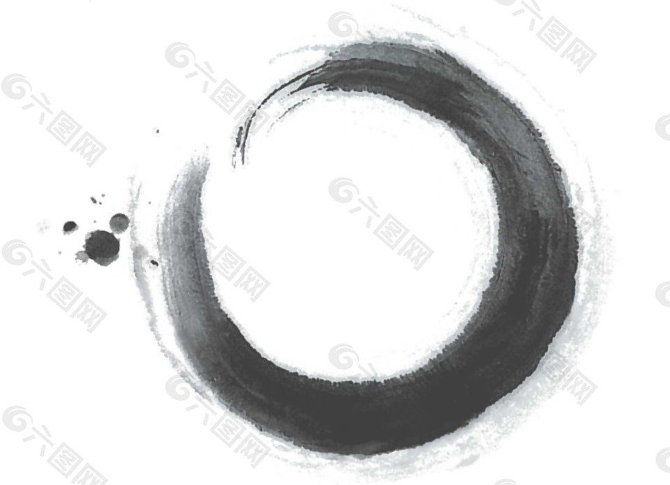 黑色水墨圆圈png元素