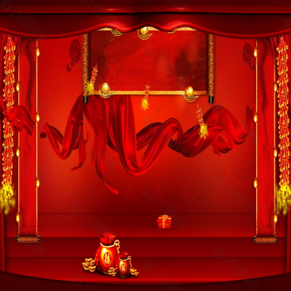 中式红色新年元旦主图设计