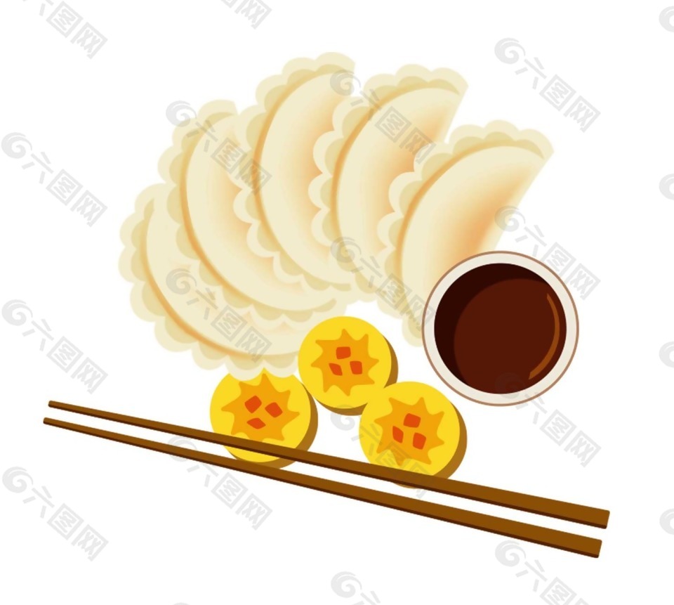 花边饺子筷子元素