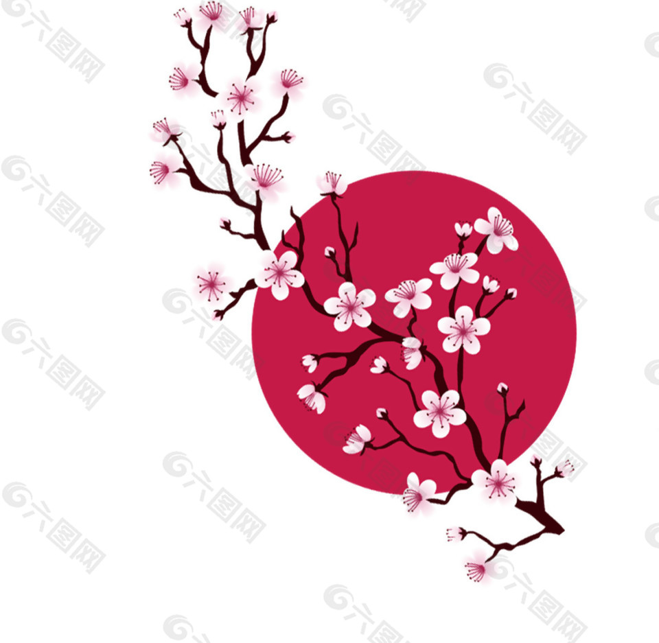 清新粉色樱花日本旅游装饰元素