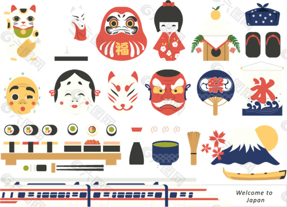 清新文化标识日本旅游装饰元素