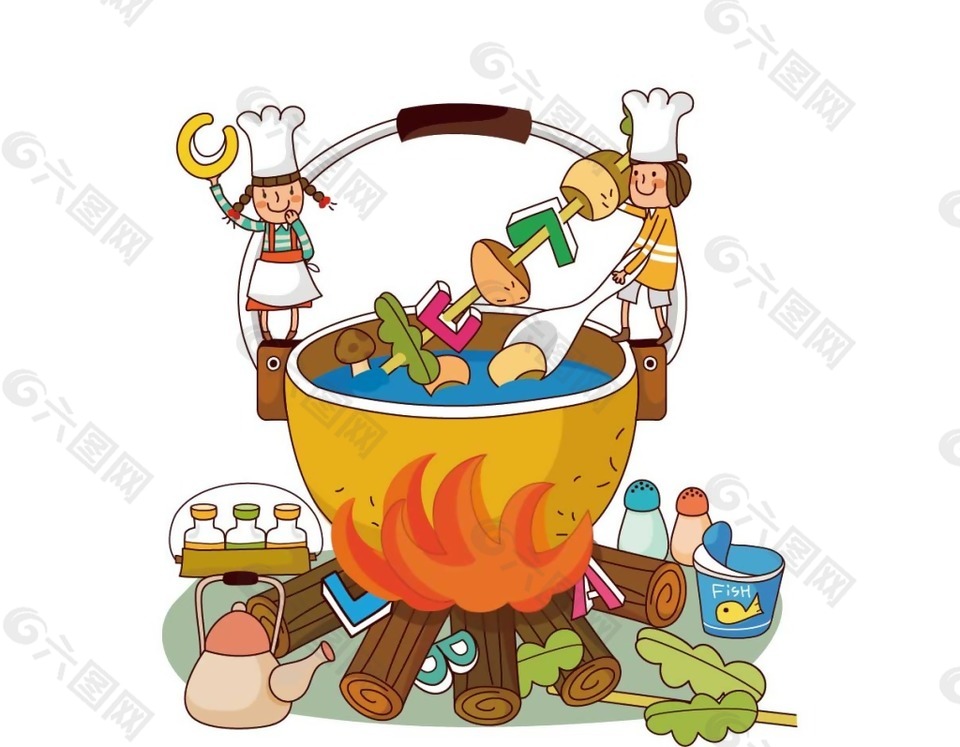 卡通创意做饭小厨师png元素