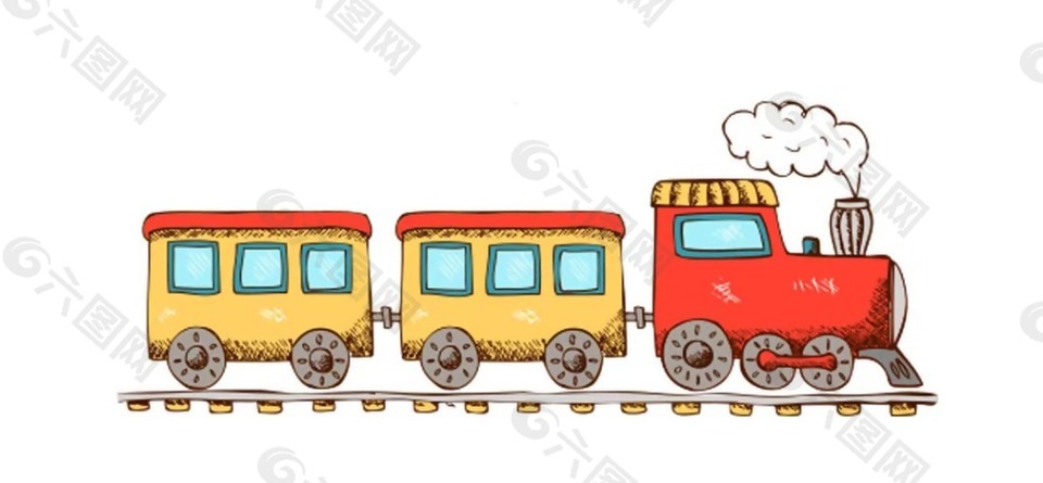 卡通疾驰的小火车png元素