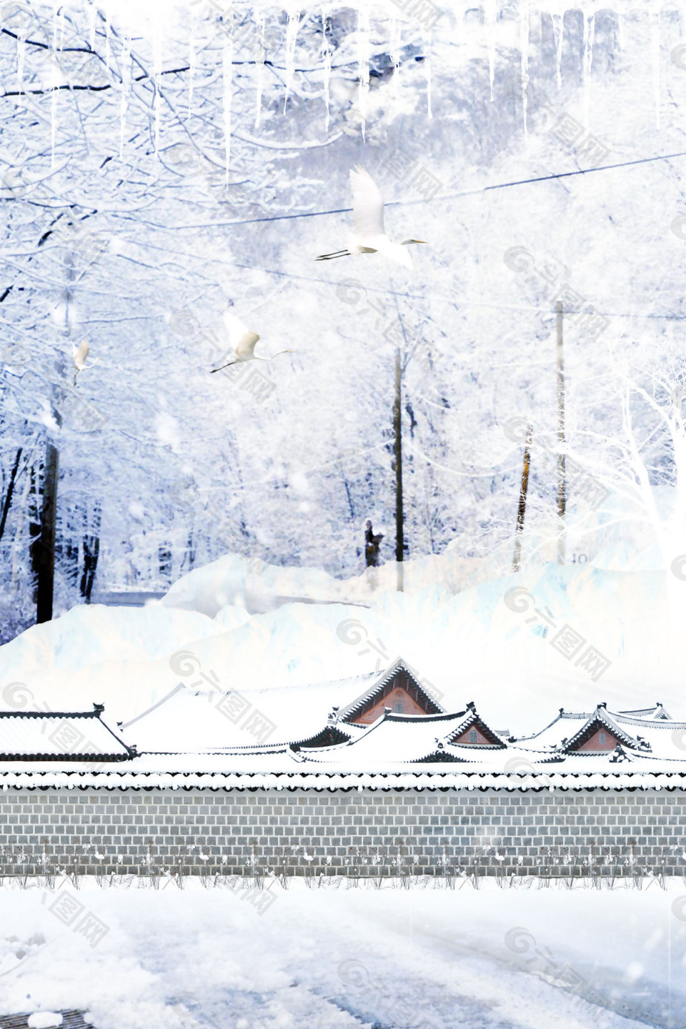 冬季飘雪海报背景设计背景素材免费下载 图片编号 六图网