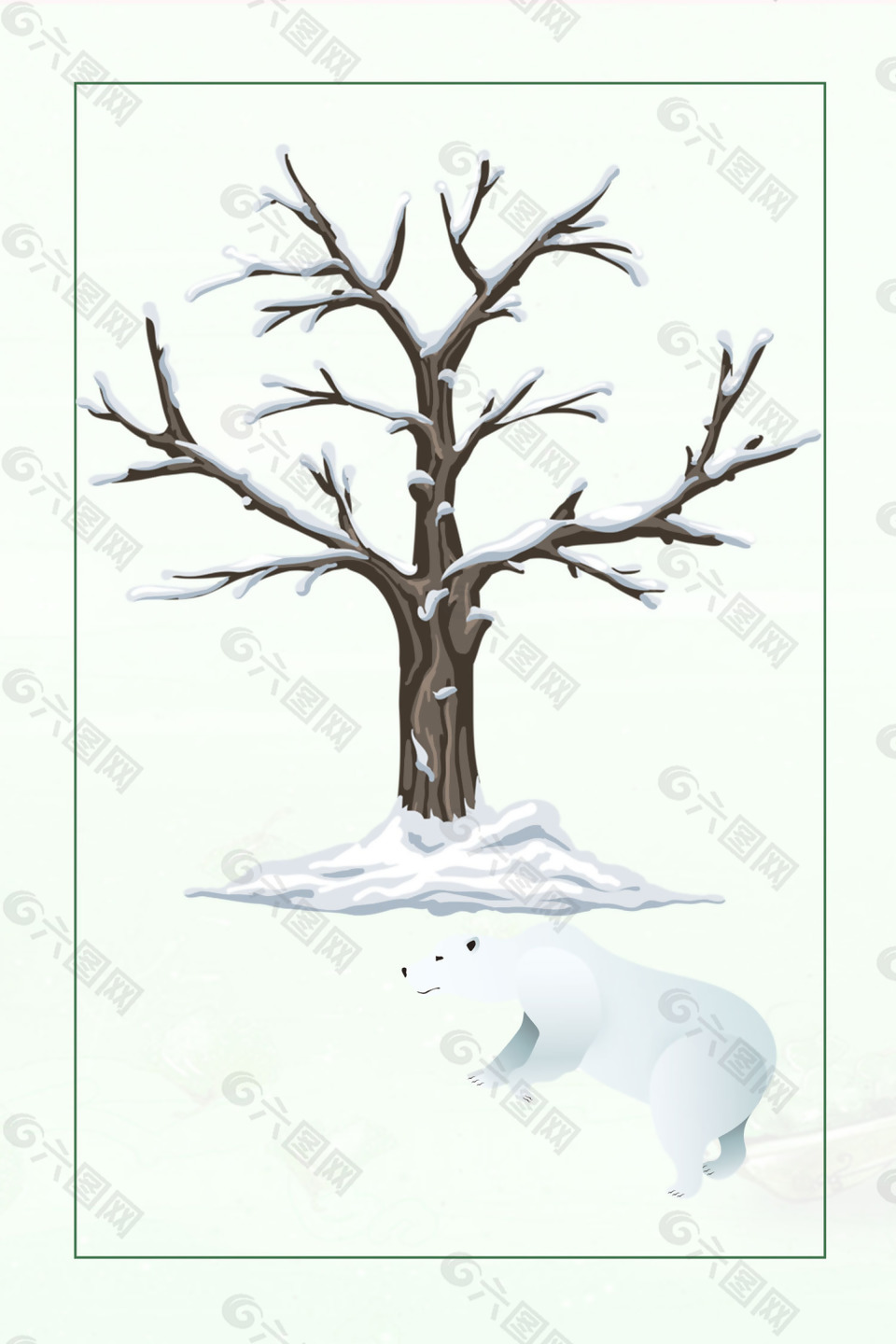 简约冬季树枝海报背景设计