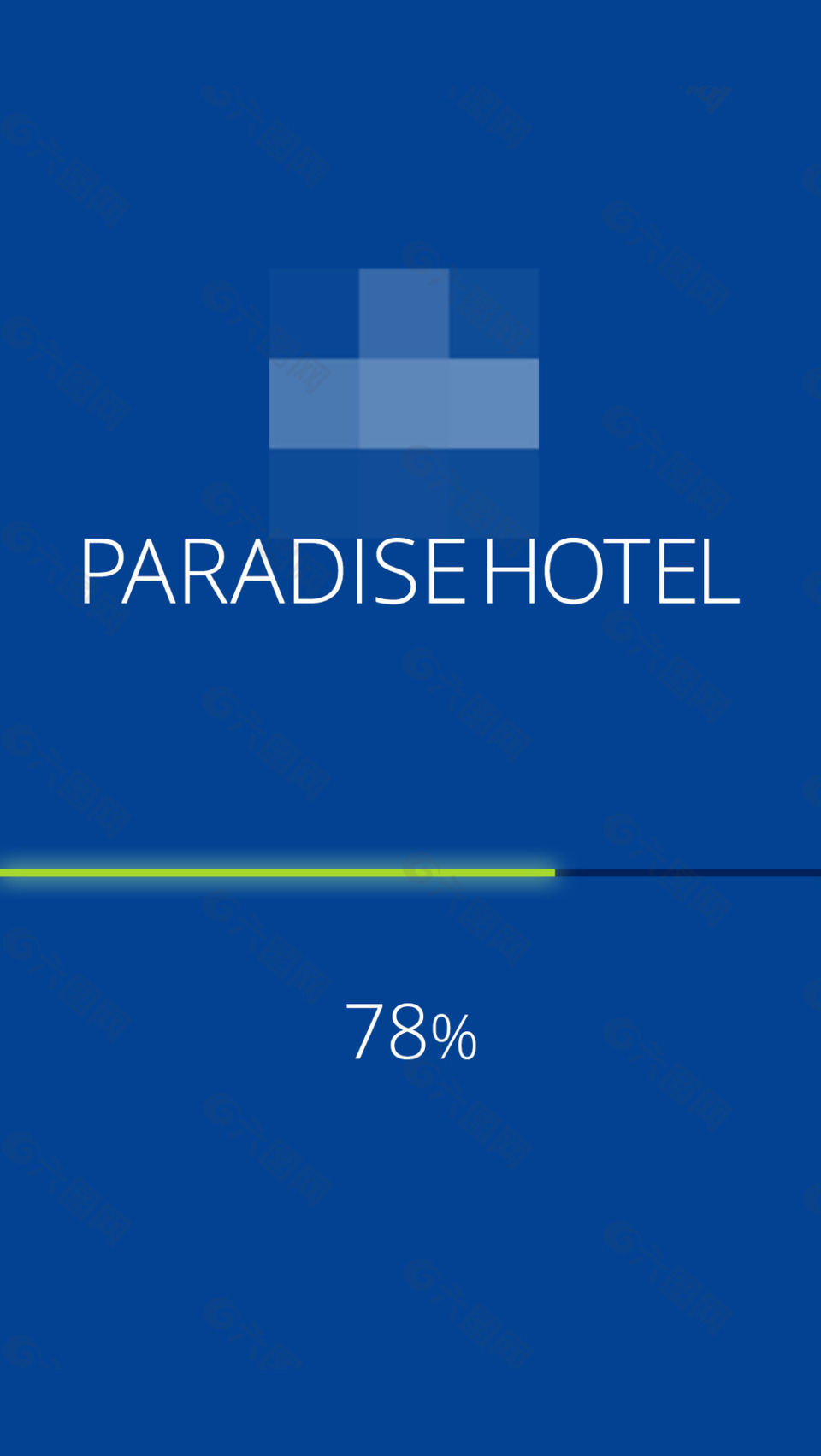 蓝色的酒店手机网站界面手机加载进度条