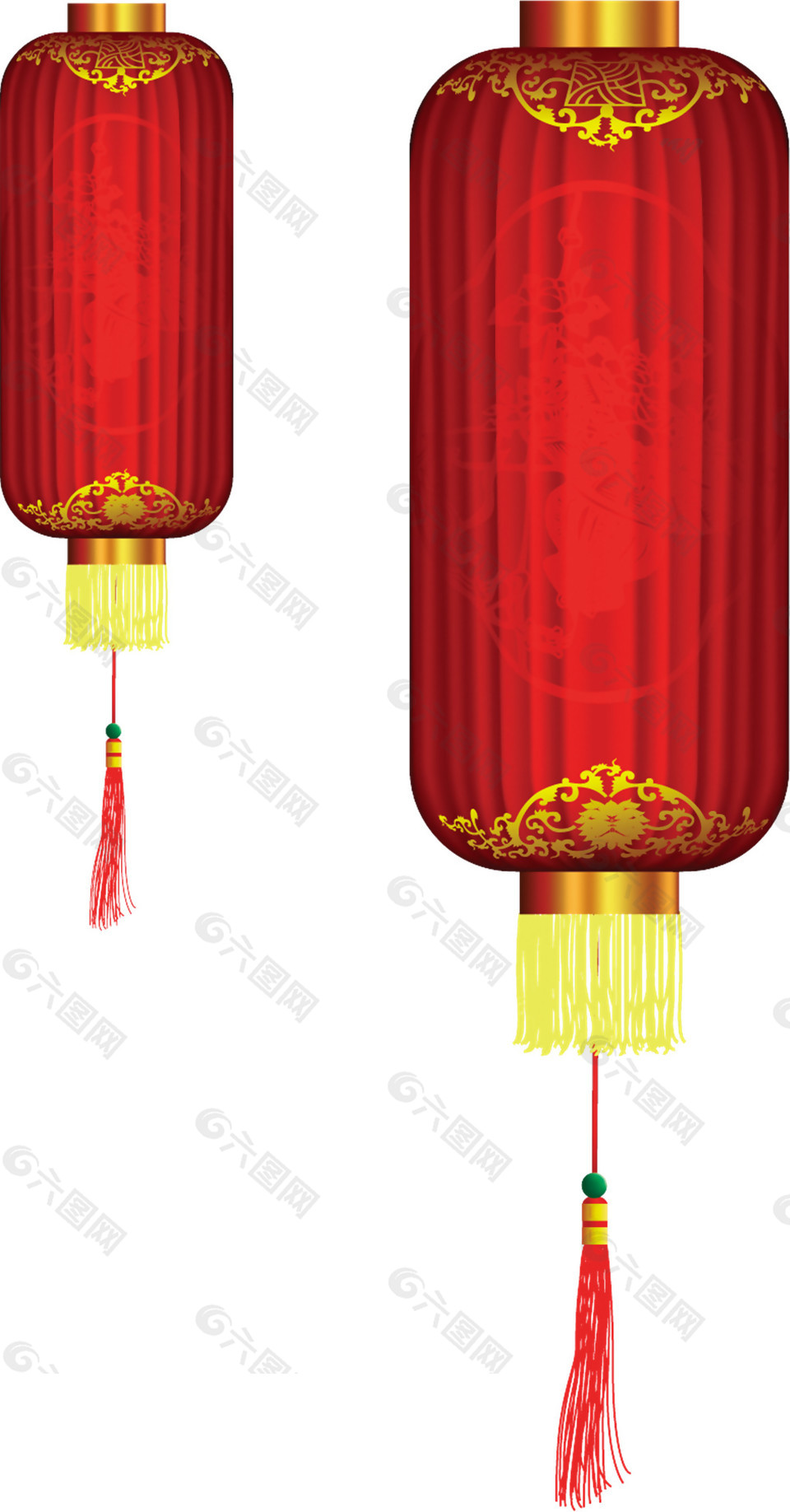 长款中式大红灯笼元素