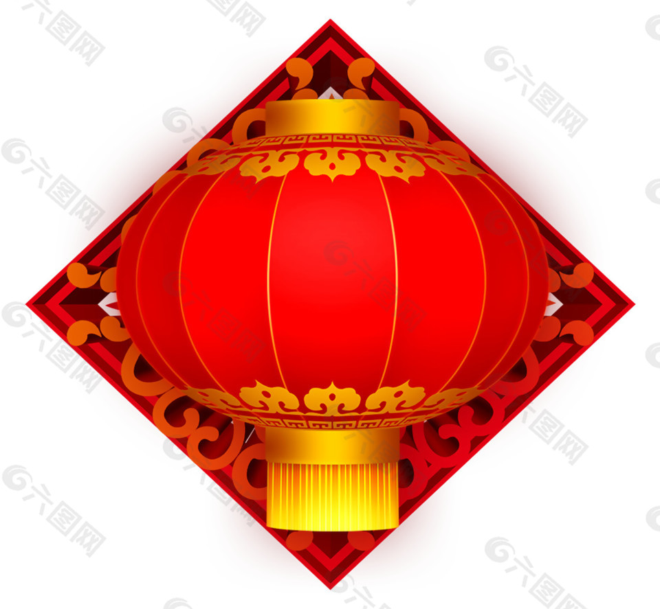 中国风大红灯笼元素