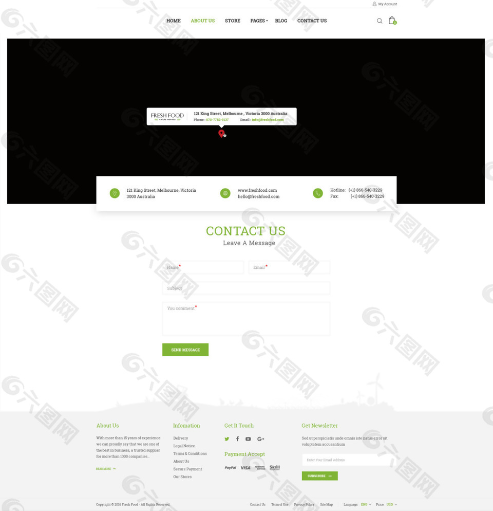 网站设计联系方式界面模板