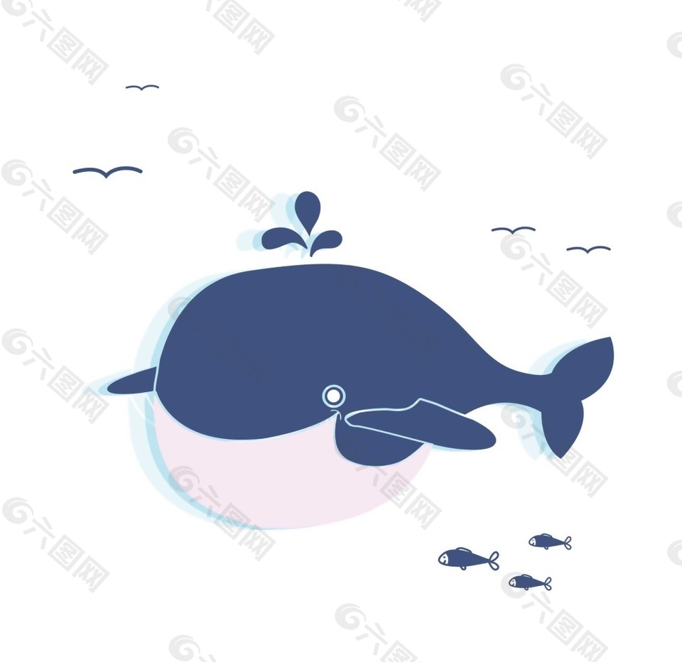 卡通鲸鱼手绘PNG元素