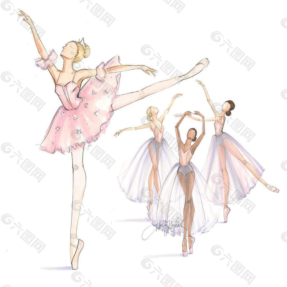 4款芭蕾舞裙设计图
