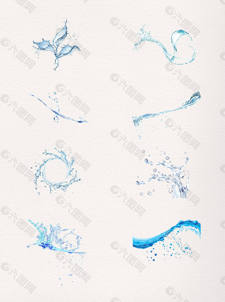 蓝色水纹水滴喷溅PNG元素