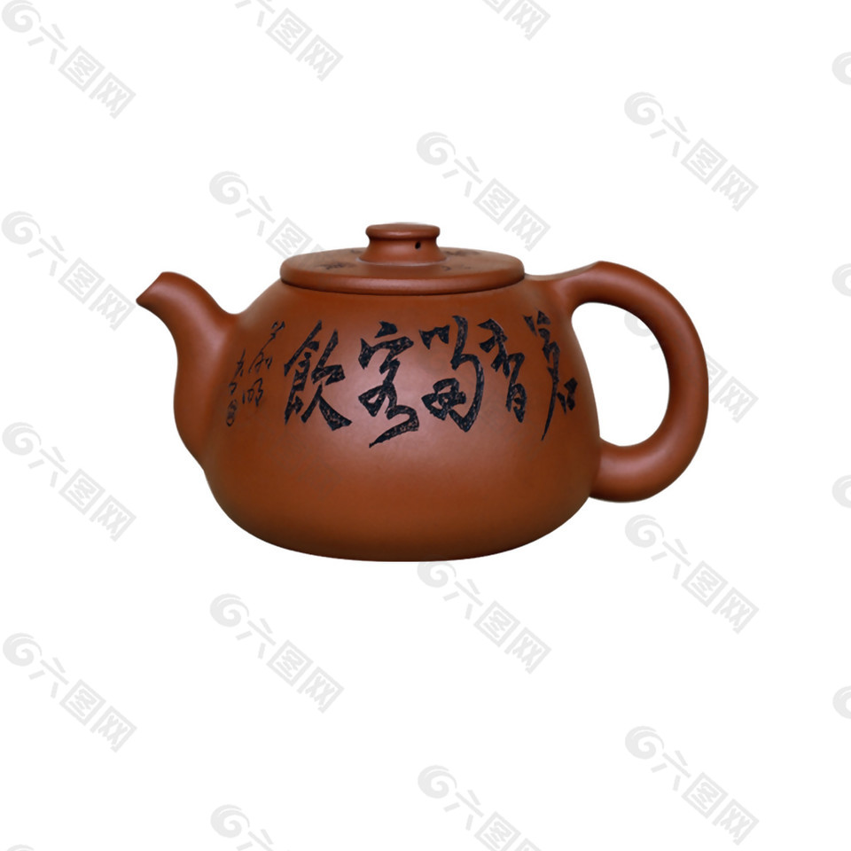 淡雅褐色茶壶产品实物