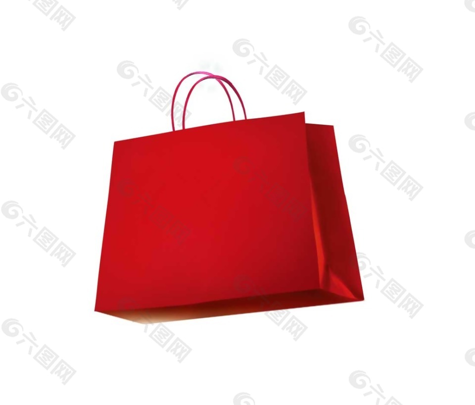 卡通红色购物袋png元素