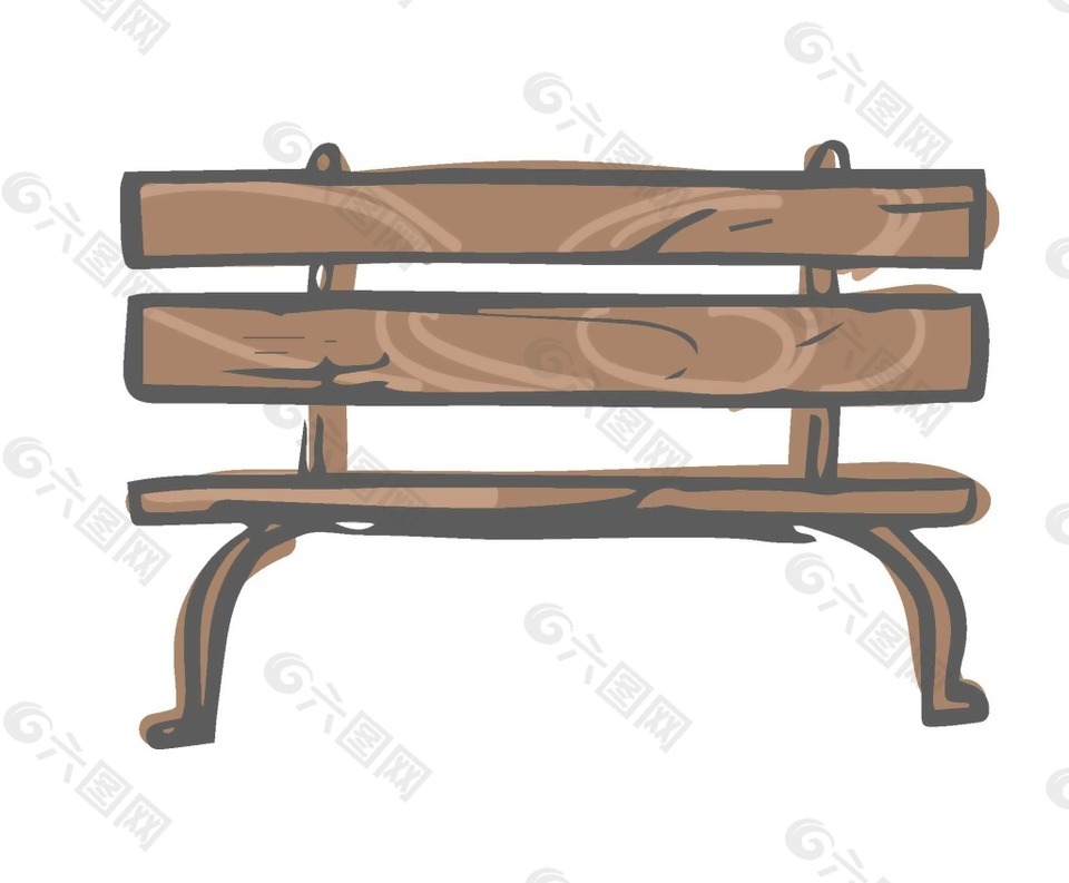 卡通咖啡色木质座椅png元素