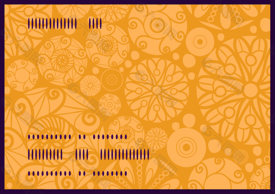手绘橙色花纹卡片背景