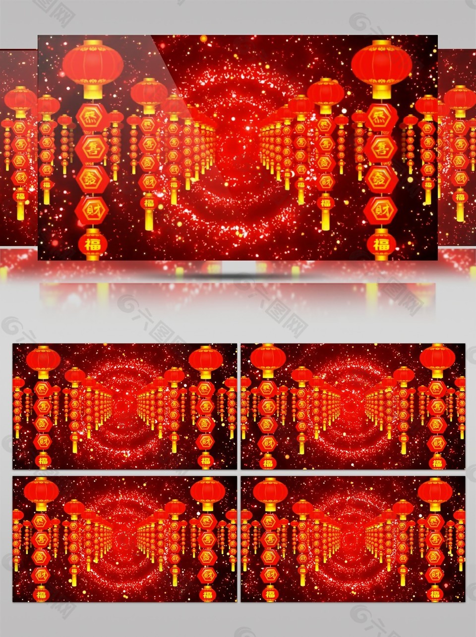 高清新年装饰大红灯笼视频素材