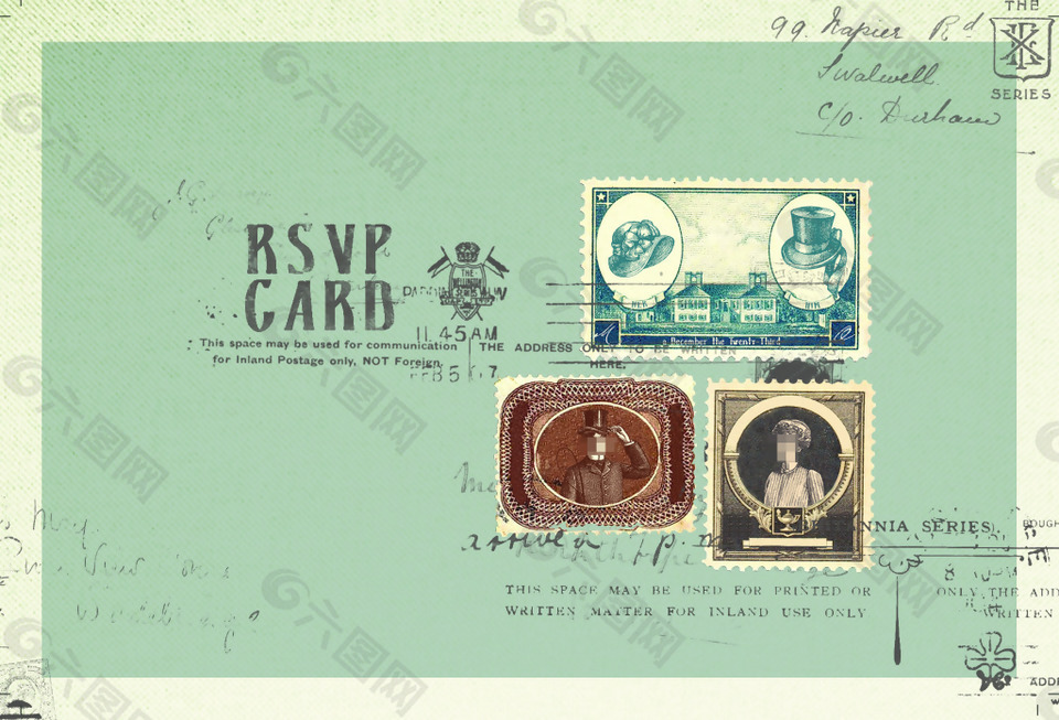 精美的企业复古邮票素材设计