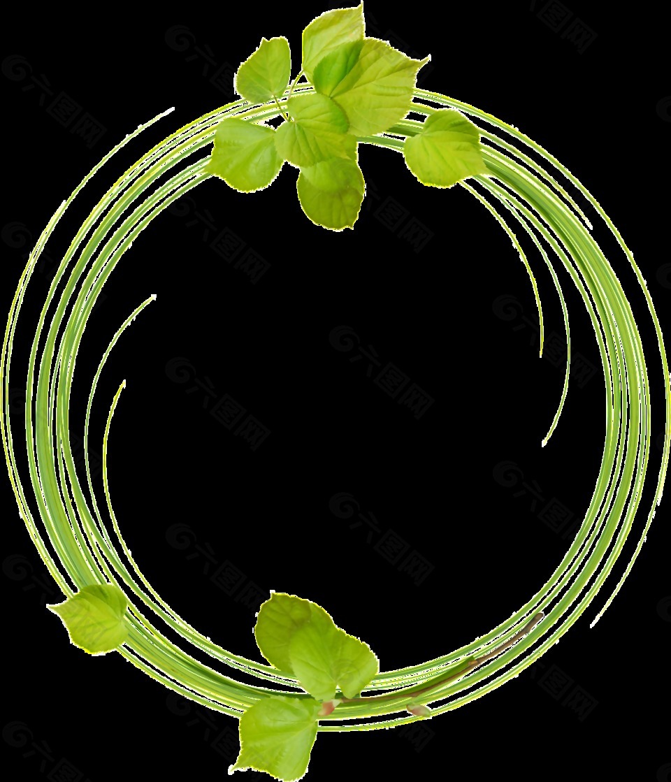 简洁大方绿色花环png透明素材