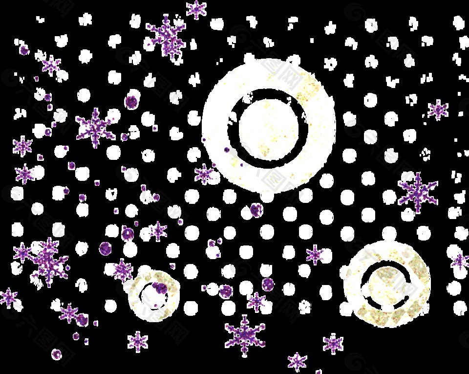 彩绘紫色小雪花png透明素材