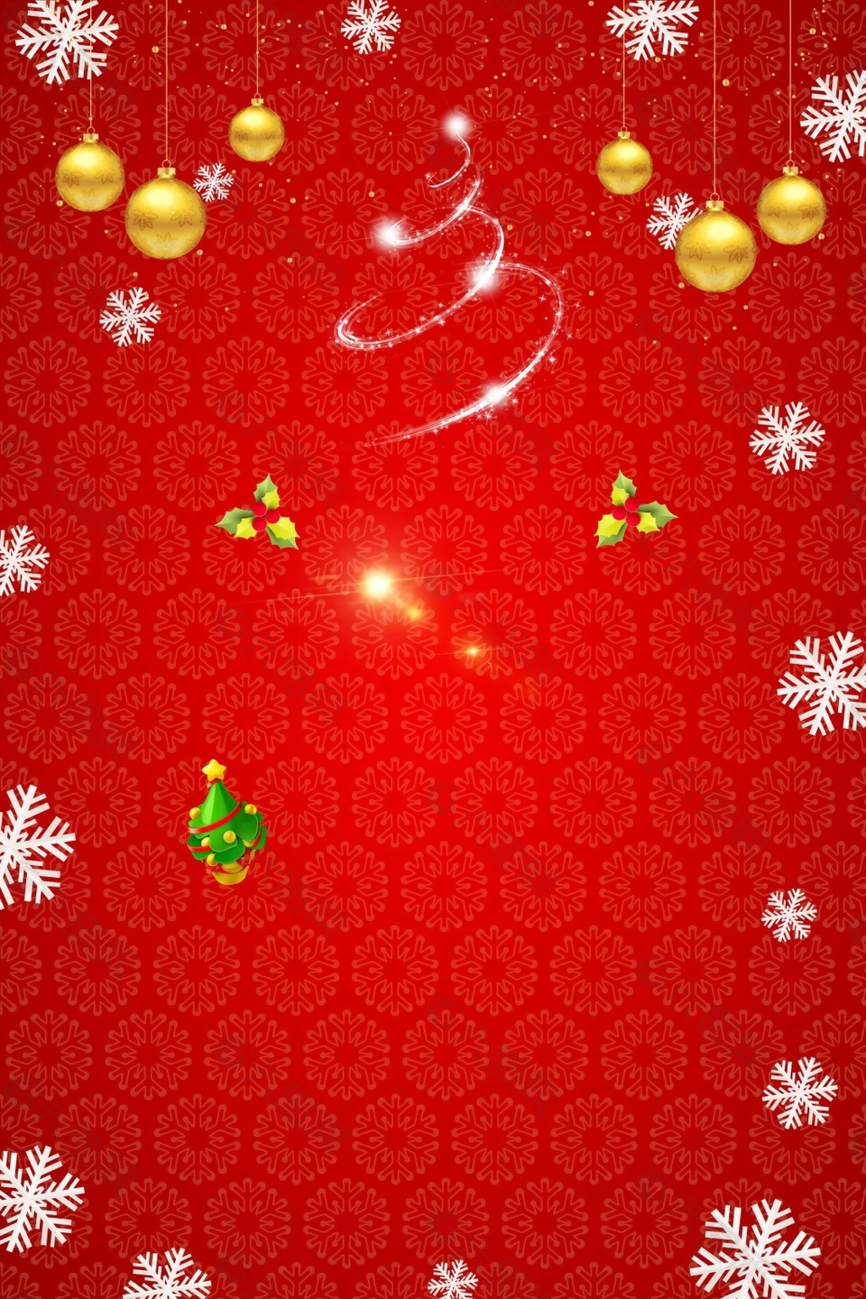 红色圣诞装饰物品广告背景