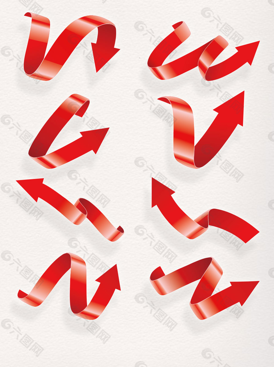 红色飘带矢量素材箭头丝带商务装饰集合