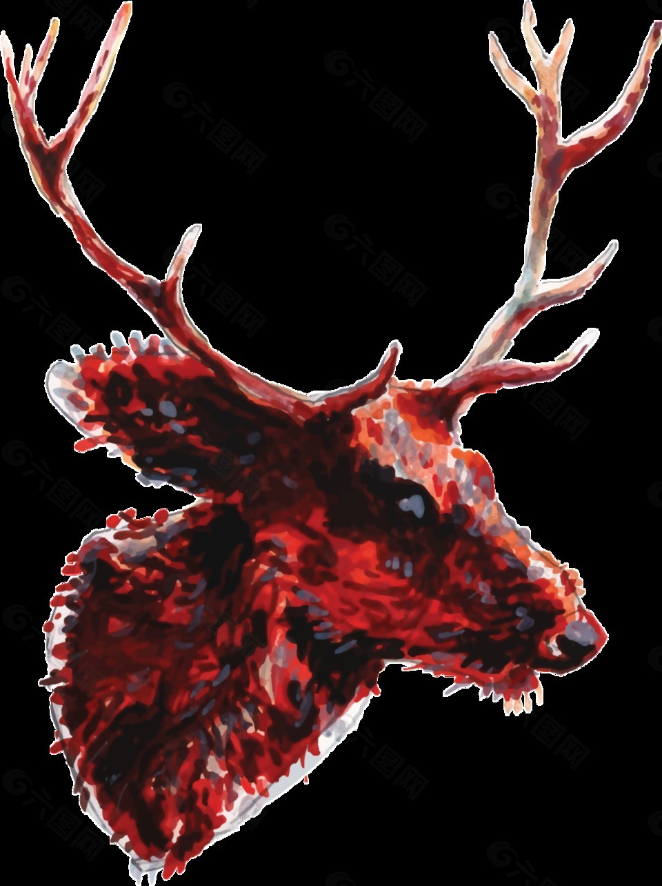 赤红麋鹿png透明素材