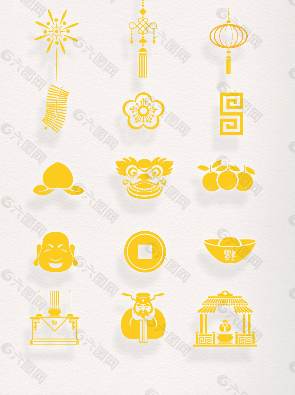 中国风新年图标集合中国新年装饰设计素材