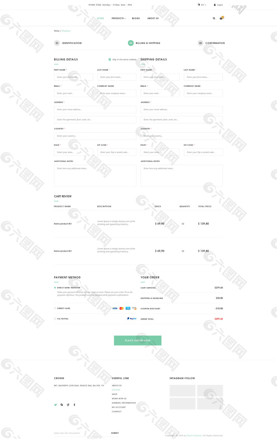 网店购物核对网页界面纯白色背景psd