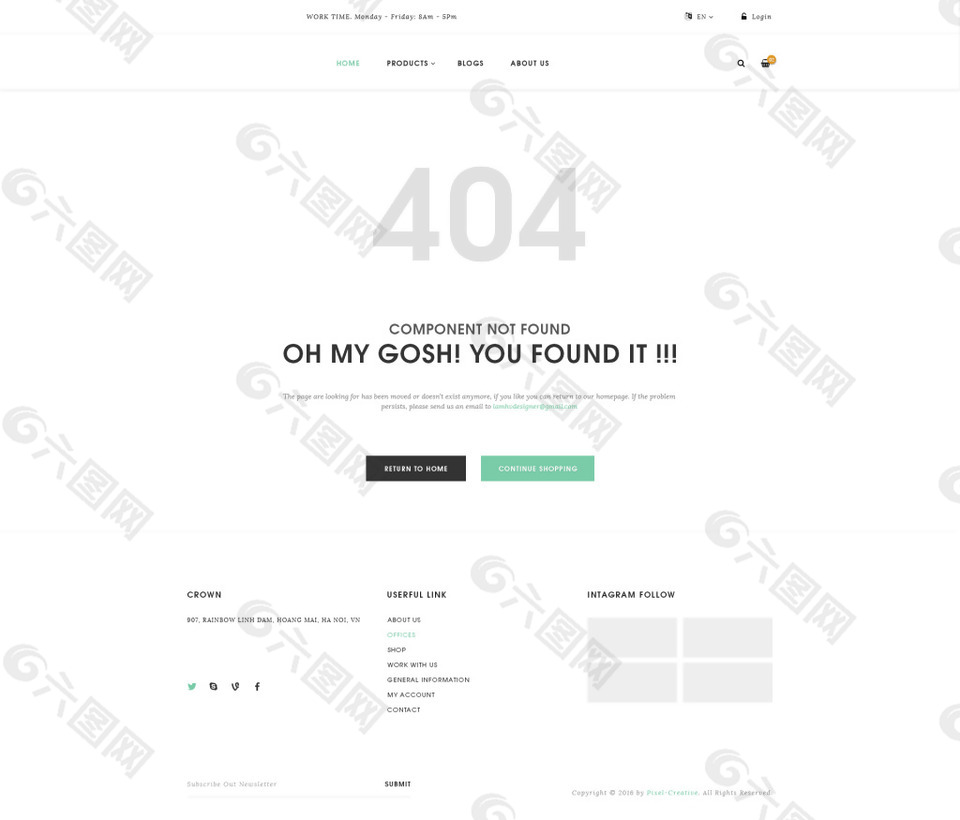 购物网站404网页界面白色干净psd