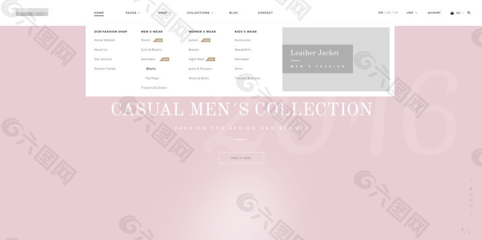 简洁精美的企业珠宝购物商城网站模板下拉框