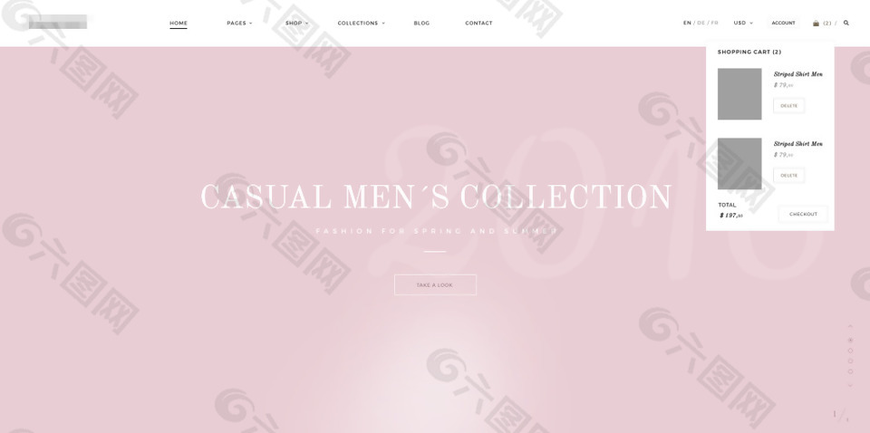 粉色企业在线购物商城网站模板之下拉框展示
