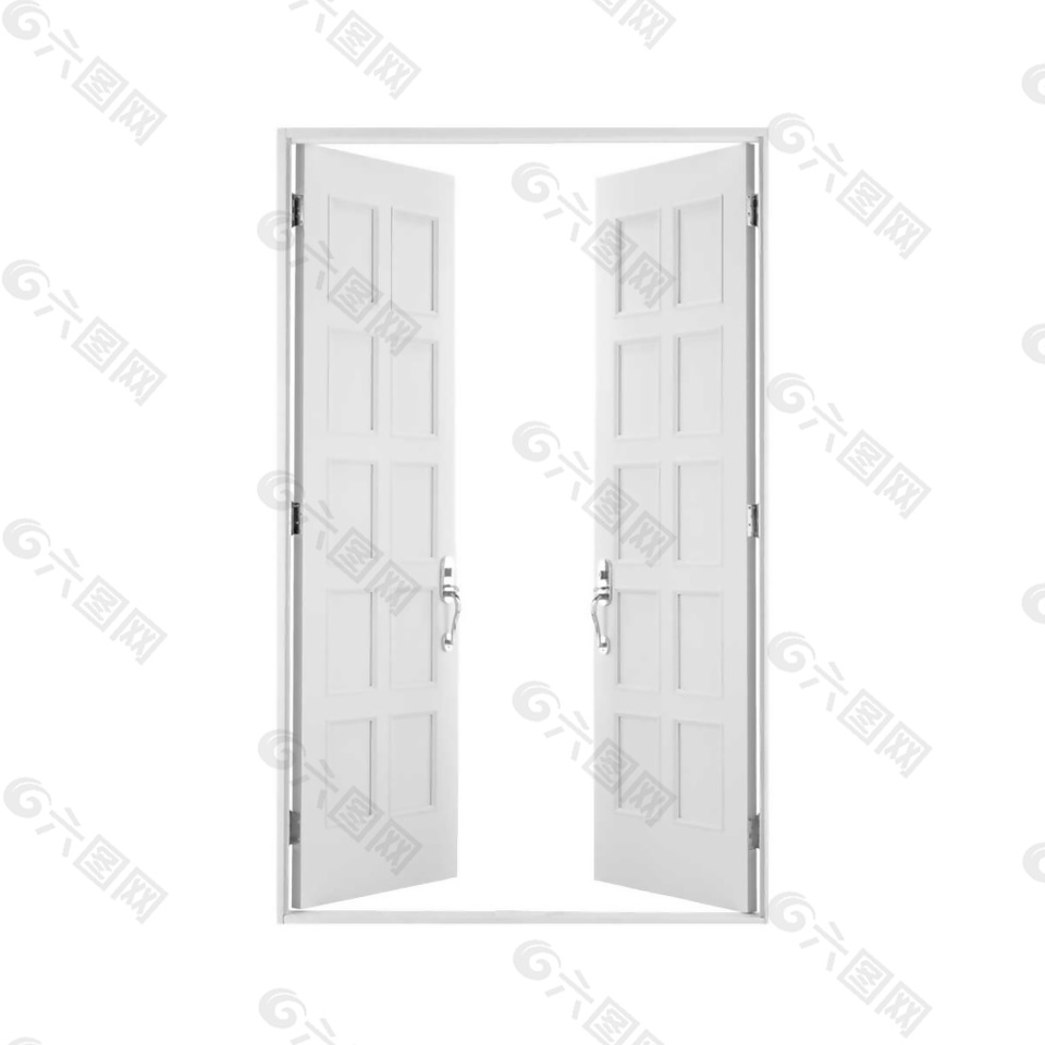 白色对开门png元素