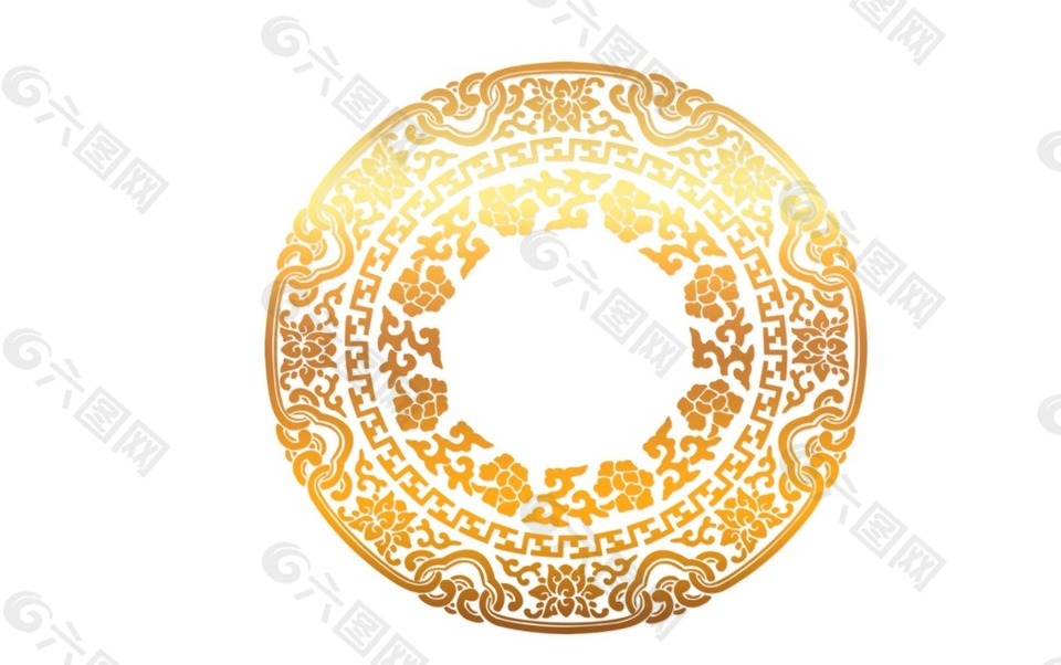 金色圆形装饰物png元素