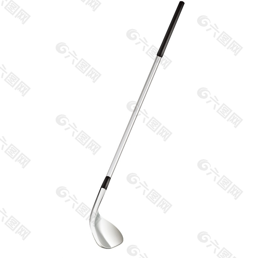 银色立体高尔夫球杆矢量图设计