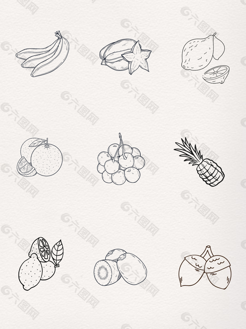 食物水果简笔画PNG元素