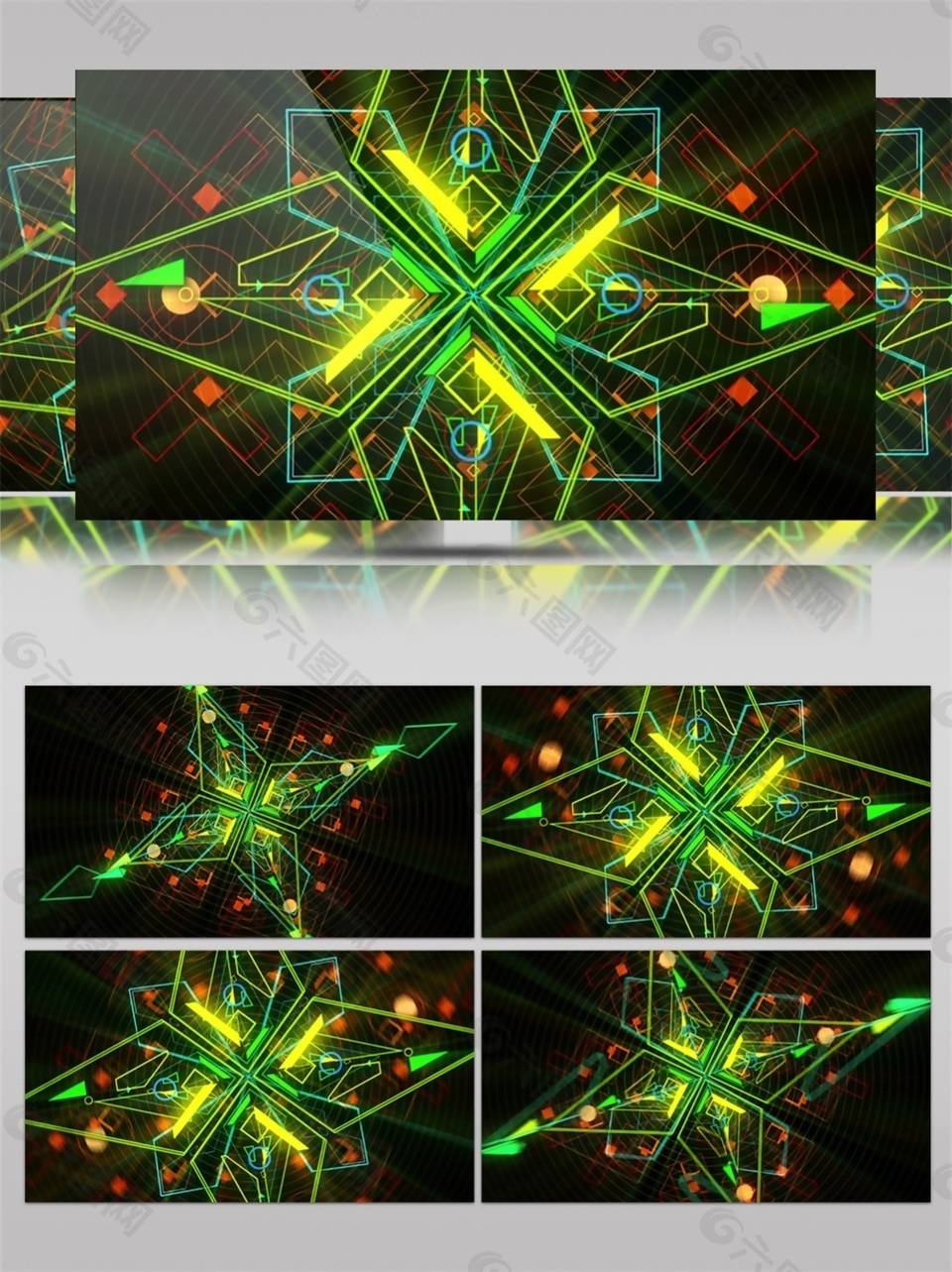 绿光四角星视频素材