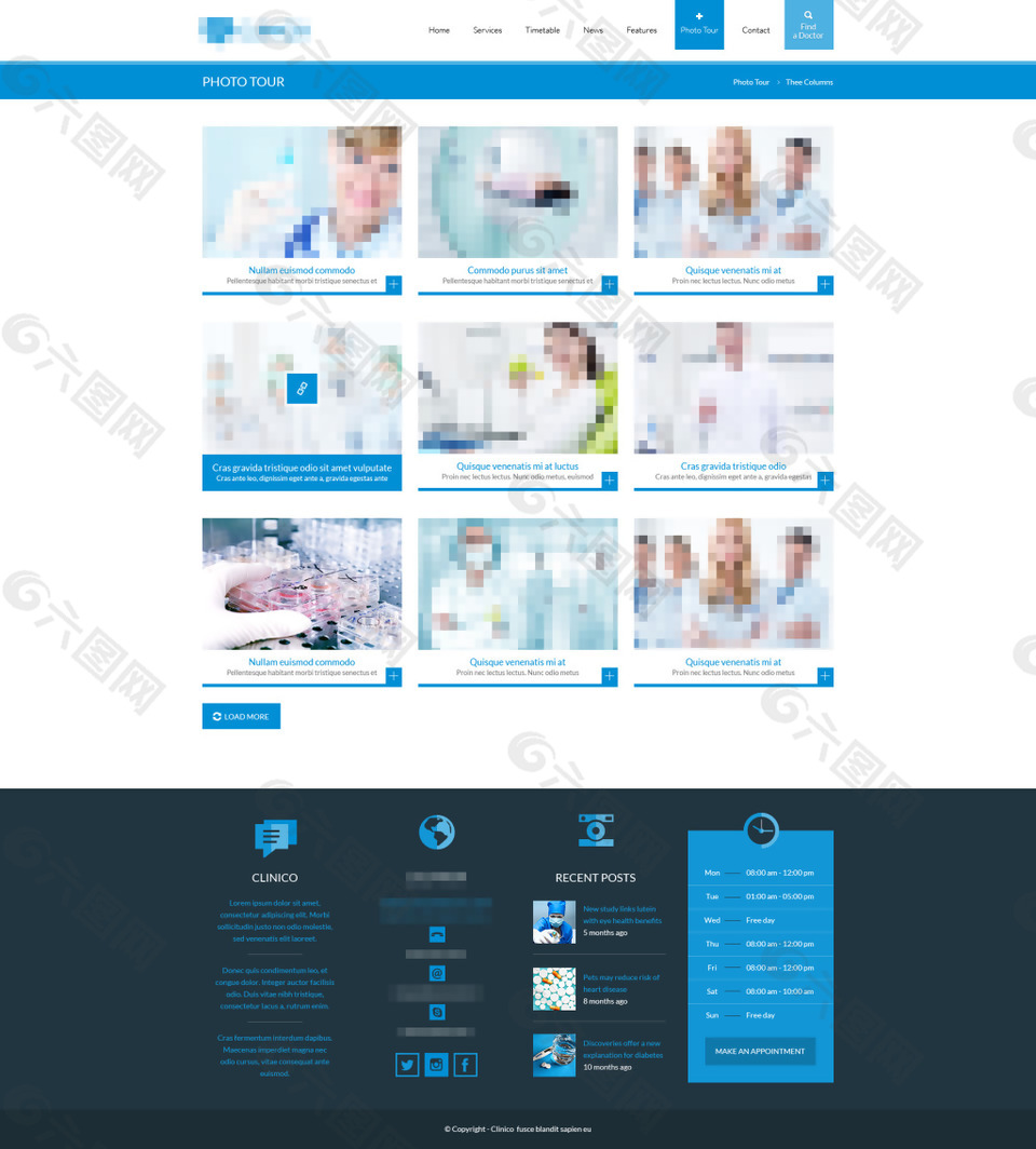 蓝色的医疗医院网站之照片展示