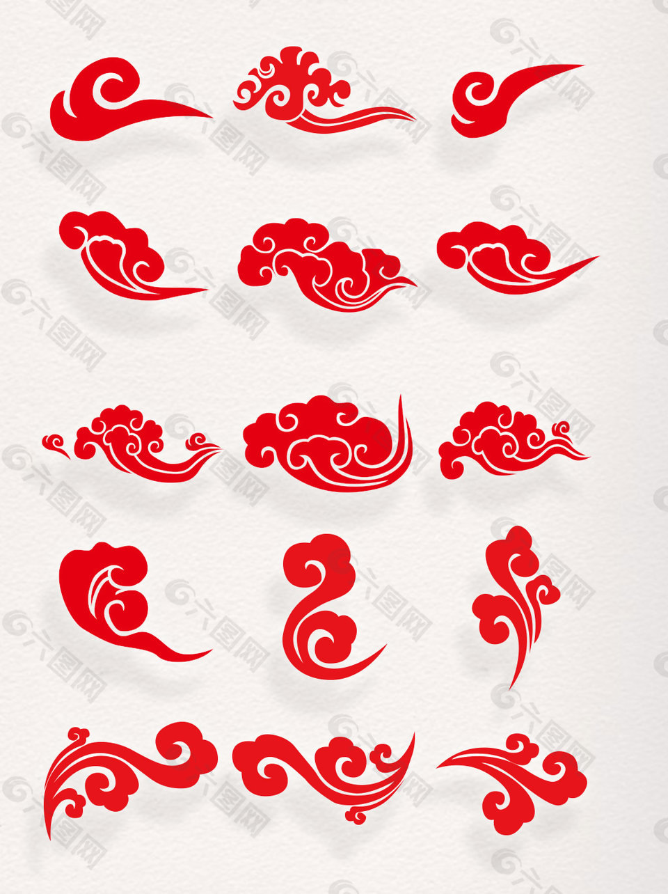 红色喜庆祥云素材矢量装饰设计元素集合