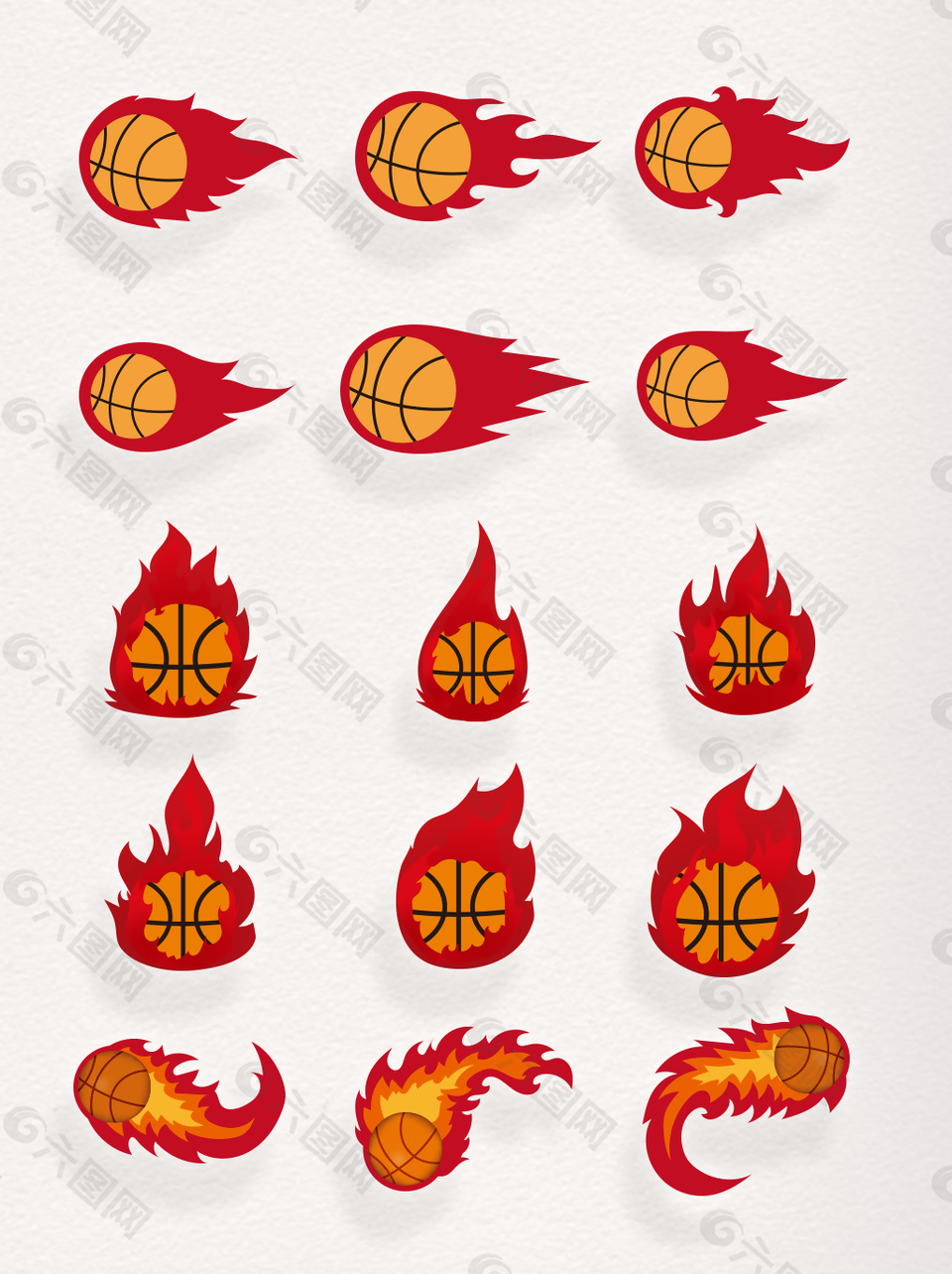 卡通动感火焰体育篮球
