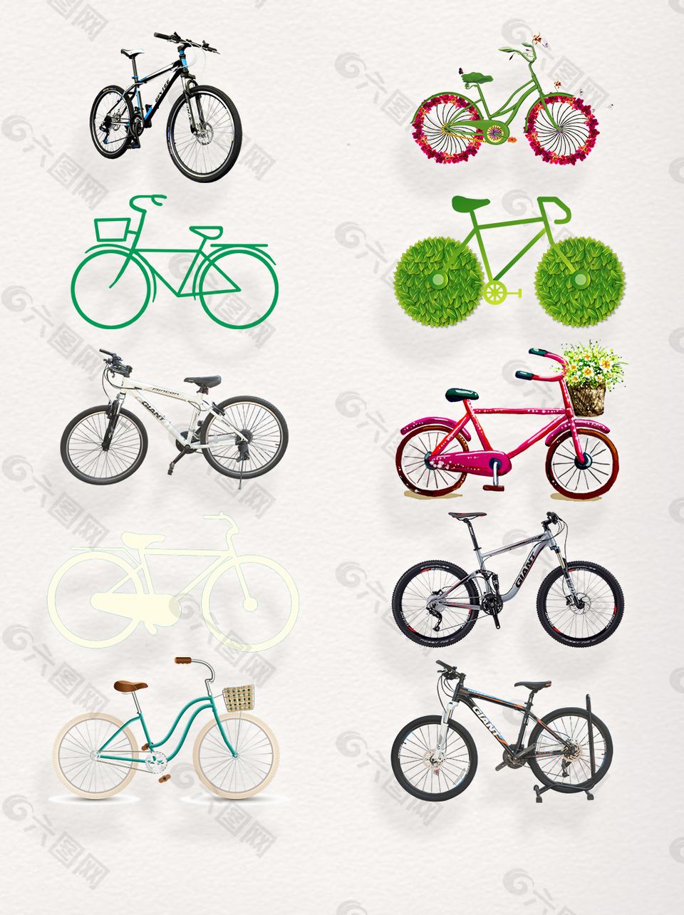 可爱绿色运动实物单人环保自行车装饰图案