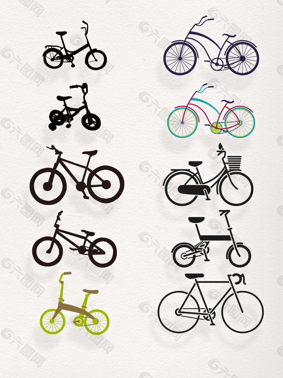 青春黑色运动成人线性自行车装饰图案