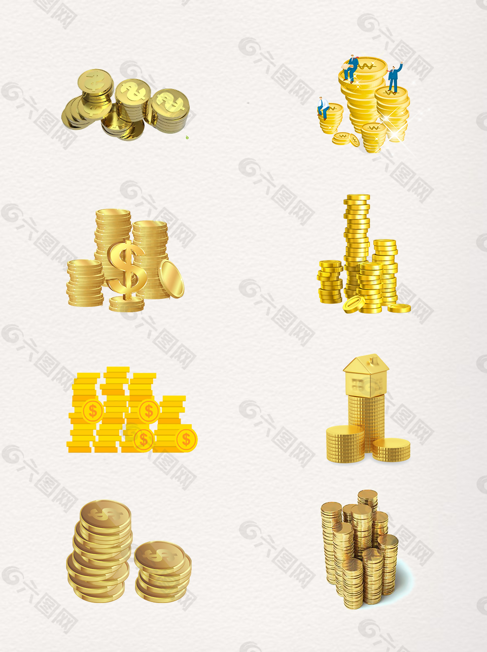 卡通手绘硬币堆金币堆PNG元素