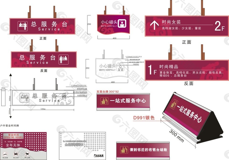 超市悬挂式导视牌楼层信息牌导视系统CDR矢量