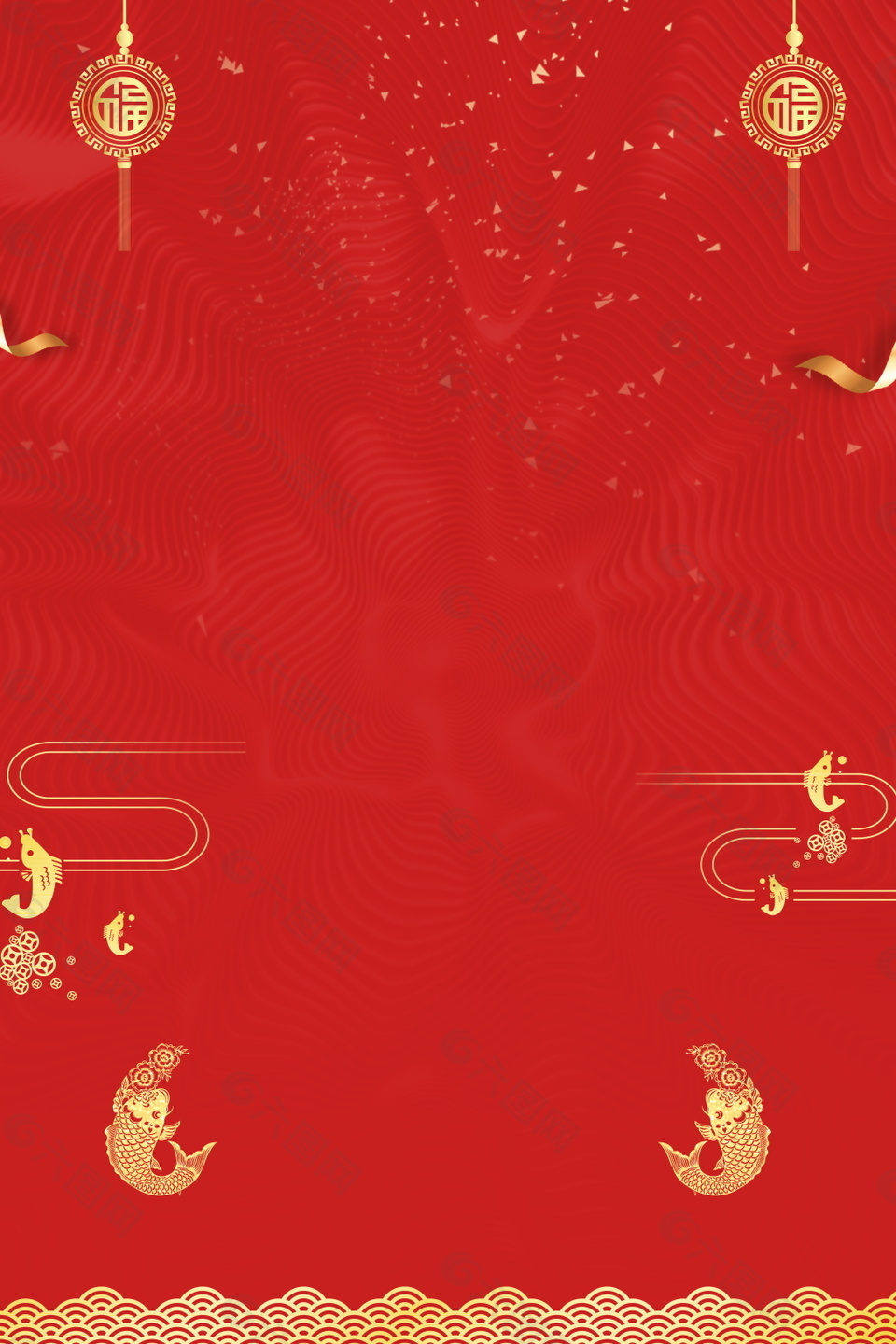 红色狗年春节海报背景
